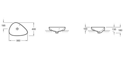 Раковина-чаша Jacob Delafon Nouvelle Vague 56 EVI102-00 Белая глянцевая