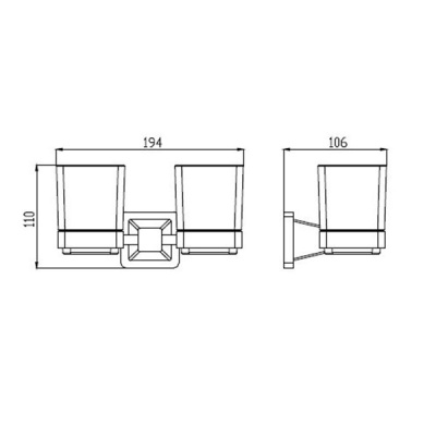 Стакан для зубных щеток Kaiser KH-1235 двойной Хром