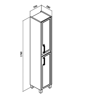 Шкаф пенал Runo Гранада 30 R Венге-Белый