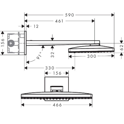 Верхний душ Hansgrohe Rainmarket Select 460 3jet 24007400 Белый хром