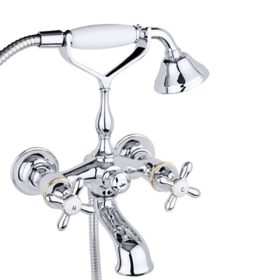 Смеситель для ванны Timo Ritz 0144Y chome/gold cross Хром Золото