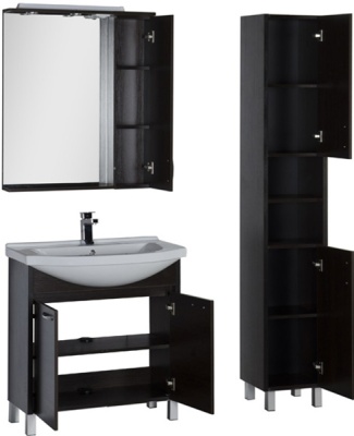 Зеркало со шкафом Aquanet Донна 80 168939 с подсветкой R Венге