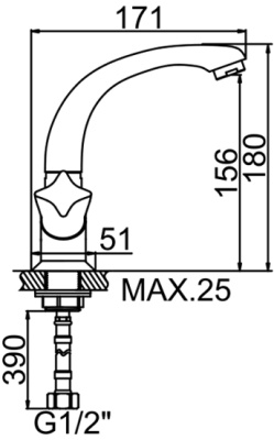 Смеситель для раковины Zerix LR81287 ZX0049 Хром