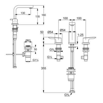 Смеситель для раковины Kludi Pure&Solid 343940575 Хром