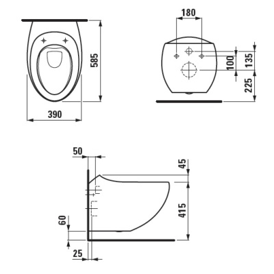 Унитаз Laufen Alessi One Rimless 8.2097.1 подвесной без сиденья