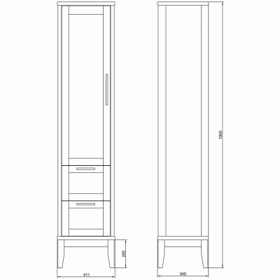 Шкаф пенал ValenHouse Эйвори 40 L AV40_КCL L Серый