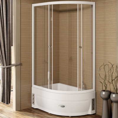 Душевой уголок Radomir 120x80 L 1-03-1-1-0-0090 с поддоном профиль Белый стекло прозрачное