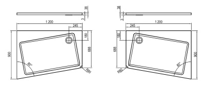 Душевой поддон из искусственного камня Ravak 10° Asymetric Pro 120x90 L Белый