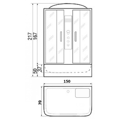 Душевой бокс River Sena 150x70x50 МТ 10000001803+10000001805 с поддоном