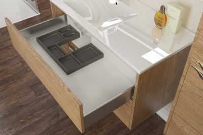 Тумба с раковиной SanVit Мэри-2 90 L kmery902 с фактурой под дерево подвесная Акация светлая