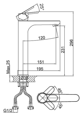 Смеситель для раковины D&K Marx Rhein DA1392001 Хром