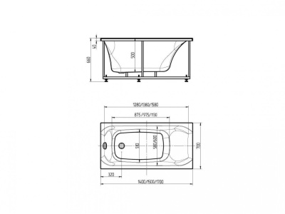 Акриловая ванна Акватек Альфа 170х70 без гидромассажа