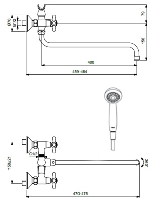 Смеситель для ванны Vidima Retro BA349AA универсальный Хром