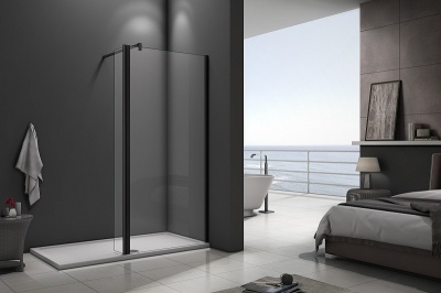 Душевая перегородка Good Door Walk In SP2-90-C-B 100x28 профиль Черный стекло прозрачное