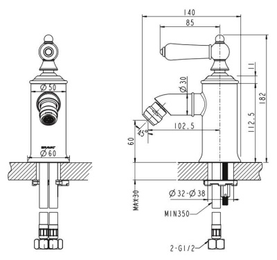 Смеситель для биде Bravat Art F375109U Бронза