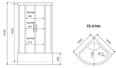 Душевая кабина Timo Eco 100x100 TE-0700 с гидромассажем