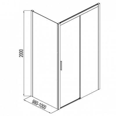 Душевая стенка Aquanet Pleasure AE60-F-100H200U-BT 100 профиль Черный стекло прозрачное
