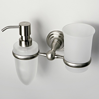 Стакан для зубных щеток с дозатором жидкого мыла WasserKRAFT Ammer K-7089 Хром матовый