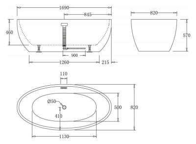 Акриловая ванна BelBagno BB69 169x82 без гидромассажа
