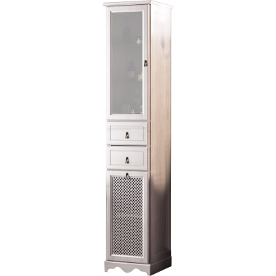 Шкаф пенал Opadiris Тибет 40 L Z0000004955 с решеткой и бельевой корзиной Беленый бук