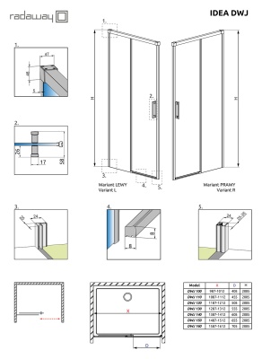 Душевая дверь в нишу Radaway Idea Black DWJ 130 R профиль Черный стекло прозрачное