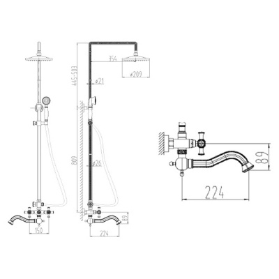 Душевая система ZorG Antic A 7002DS-BR Бронза