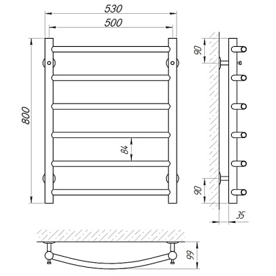 Электрический полотенцесушитель Laris Классик П6 80х50 L 73207391 Хром