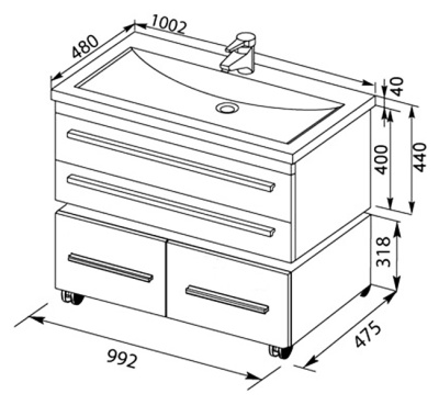 Тумба под раковину Aquanet Нота 100 171497 подвесная Дуб светлый
