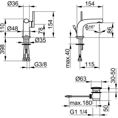 Смеситель для раковины Keuco Edition 400 51504 010002 Хром