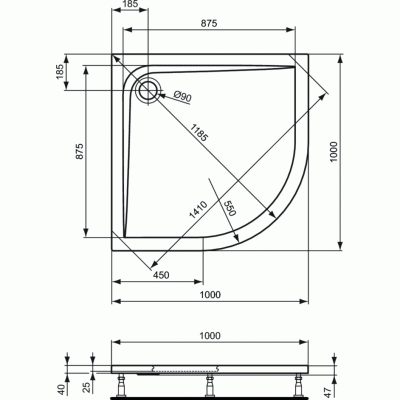 Акриловый поддон для душа Ideal Standard Ultraflat K517701 100х100 Евробелый