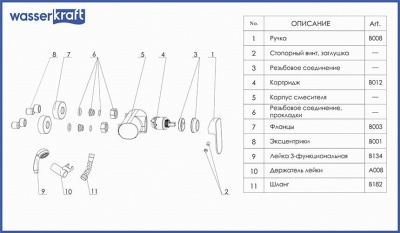 Смеситель для душа WasserKRAFT Donau 5302 Хром