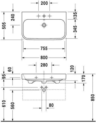 Раковина Duravit Happy D 2 80 2318800000 Белый