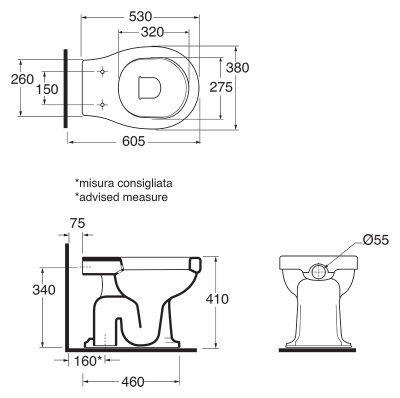 Унитаз Azzurra Giunone GIU100 bianco lucido, выпуск в пол