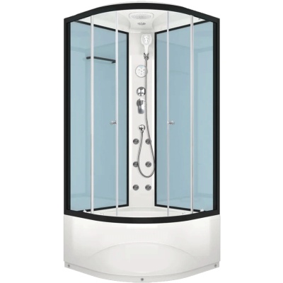 Душевая кабина Domani-Spa Delight 88 High 80x80 DS01D88HDbCl10 с гидромассажем профиль Черный задние стенки Синие
