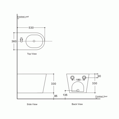 Биде Aquanet Atago 2.0 243555 подвесное с одним отверстием под смеситель