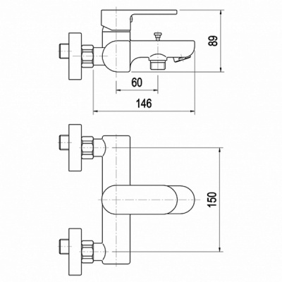 Смеситель для ванны Swedbe Lynx 2330 Хром