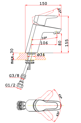 Смеситель для умывальника VRI Burano HG901121