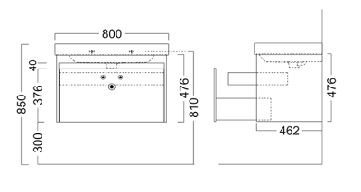Тумба под раковину Kerama Marazzi Buongiorno 80 подвесная 2 ящика Белая