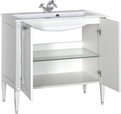 Тумба под раковину Aquanet Паола 90 181762 Белая серебро