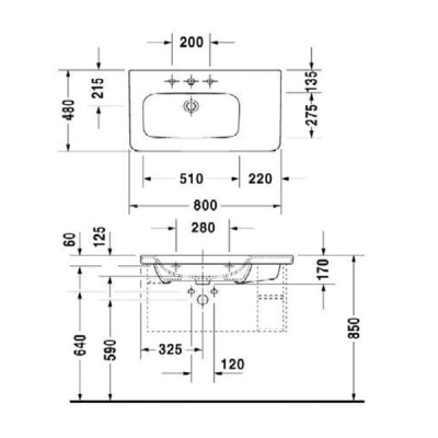 Раковина Duravit Durastyle 80 2325800000 Белое