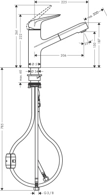 Смеситель для кухни Hansgrohe Focus M427-H150 71814800 Сталь