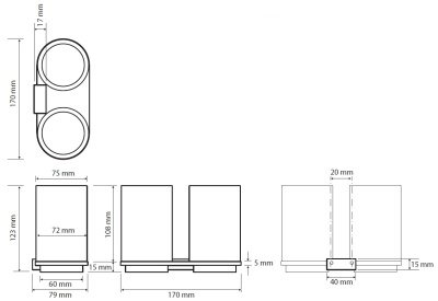 Стакан для зубных щеток Bemeta Galla 108110020 двойной Белый матовый Стакан для зубных щеток Bemeta Galla 108110020 двойной Белый матовый