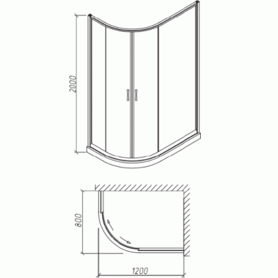 Душевой уголок Orans SR-1952 R 80x120 профиль Хром стекло прозрачное