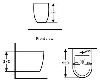 Биде Aquanet Cetus B2 00203355 подвесное с одним отверстием под смеситель