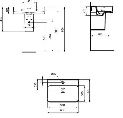 Раковина Ideal Standard Strada II 60 T300001 Евробелая