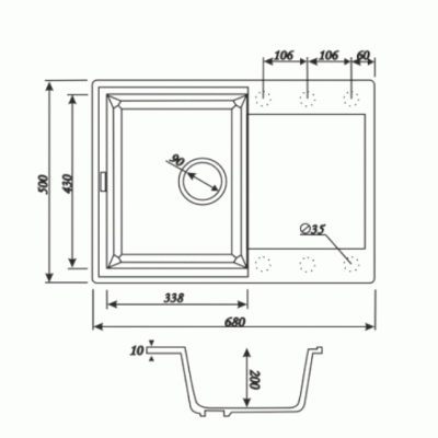 Кухонная мойка Kaiser KMM-5068-Bl-W Black White