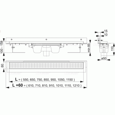 Душевой лоток Alcaplast Flexible APZ1004-1050 без решетки