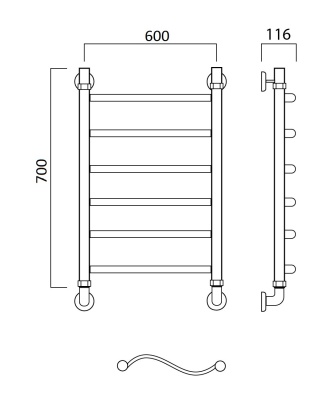 Водяной полотенцесушитель Aquanerzh 05-07A7060 Хром