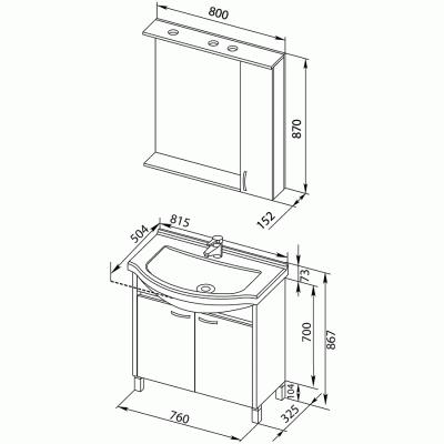 Комплект мебели для ванной Aquanet Донна 80 168944 Венге