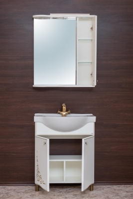 Зеркало со шкафом Cerutti SPA Динара 70 6574 с подсветкой Белое Золото